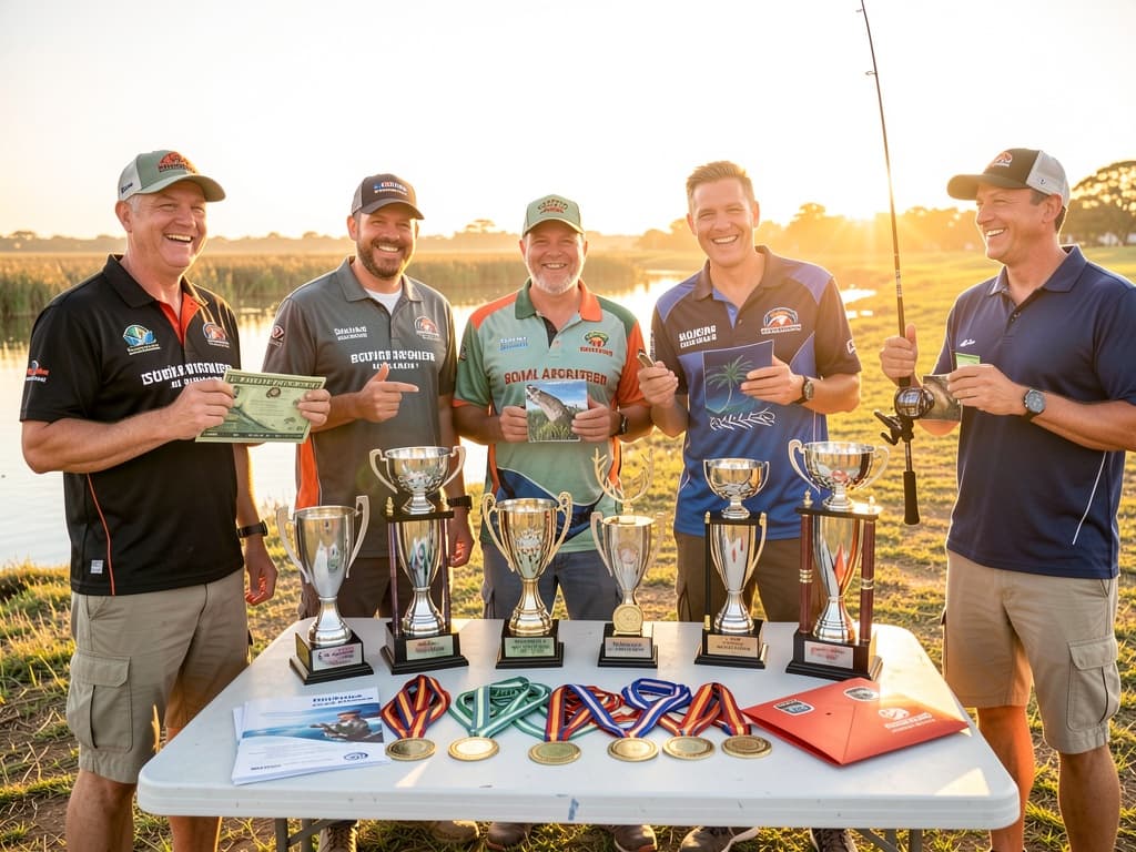 Tournament prize giving with trophies and cash prizes